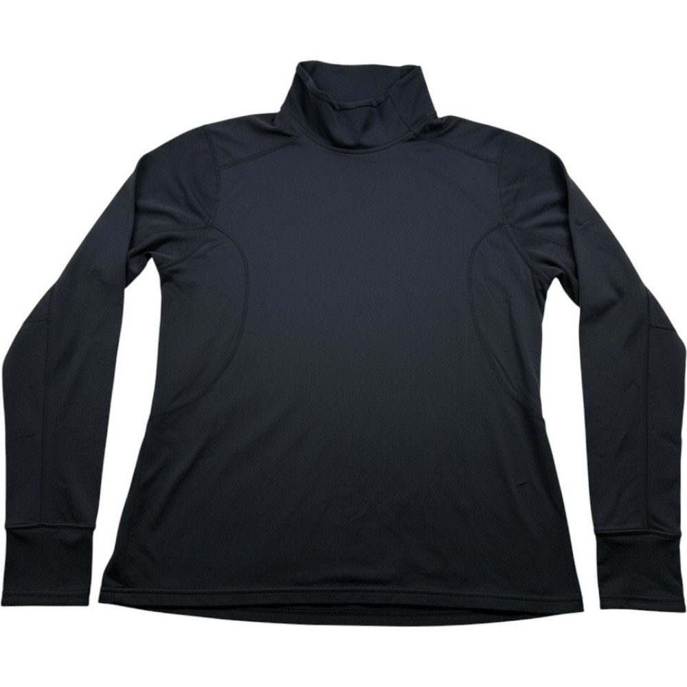 Nike Fit Dry Mock Neck Long Sleeve Top Black Thumbholes XL 16-18